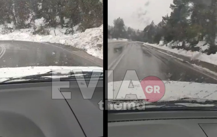 Σφοδρή χιονόπτωση στην Εύβοια – Πού χρειάζονται αλυσίδες