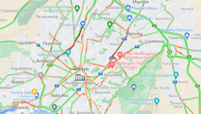 Κίνηση: Στο… κόκκινο ο Κηφισός – Ποιοι δρόμοι παρουσιάζουν προβλήματα