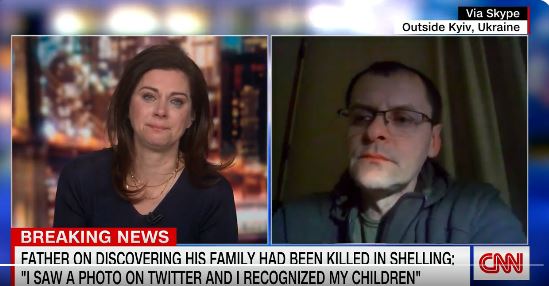 Ουκρανία: Ξέσπασε σε λυγμούς η παρουσιάστρια του CNN – Το δράμα του πατέρα που έχασε γυναίκα και παιδιά στο Ίρπιν
