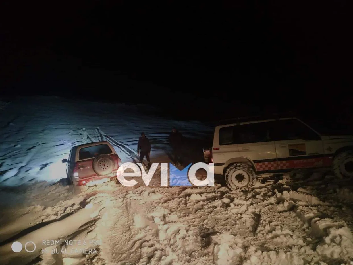 Κακοκαιρία «Φίλιππος»: Συναγερμός στην Εύβοια για τον εγκλωβισμό δύο ατόμων στα χιόνια