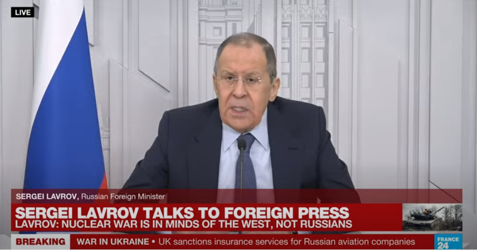 Λαβρόφ: Ο πυρηνικός πόλεμος είναι στα μυαλά των Δυτικών, όχι των Ρώσων