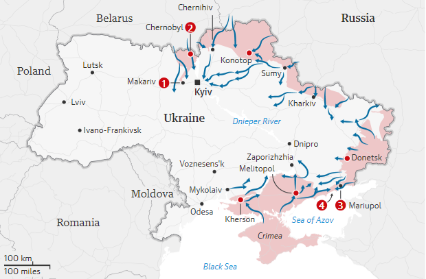 Ουκρανία: Χάρτης από τα σημεία των μαχών
