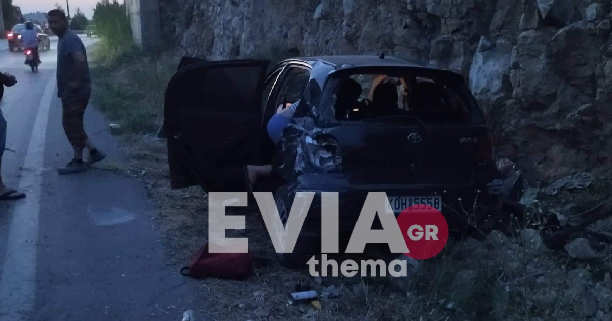Χαλκίδα: Τροχαίο ατύχημα στην Νέα Λάμψακο – Αυτοκίνητο έπεσε σε βράχια