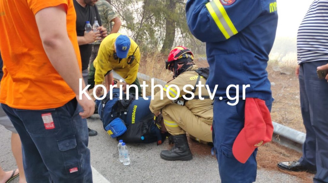 Μεγάλη φωτιά στην Κορινθία: Λιποθύμησε πυροσβέστης και μεταφέρθηκε στο Νοσοκομείο