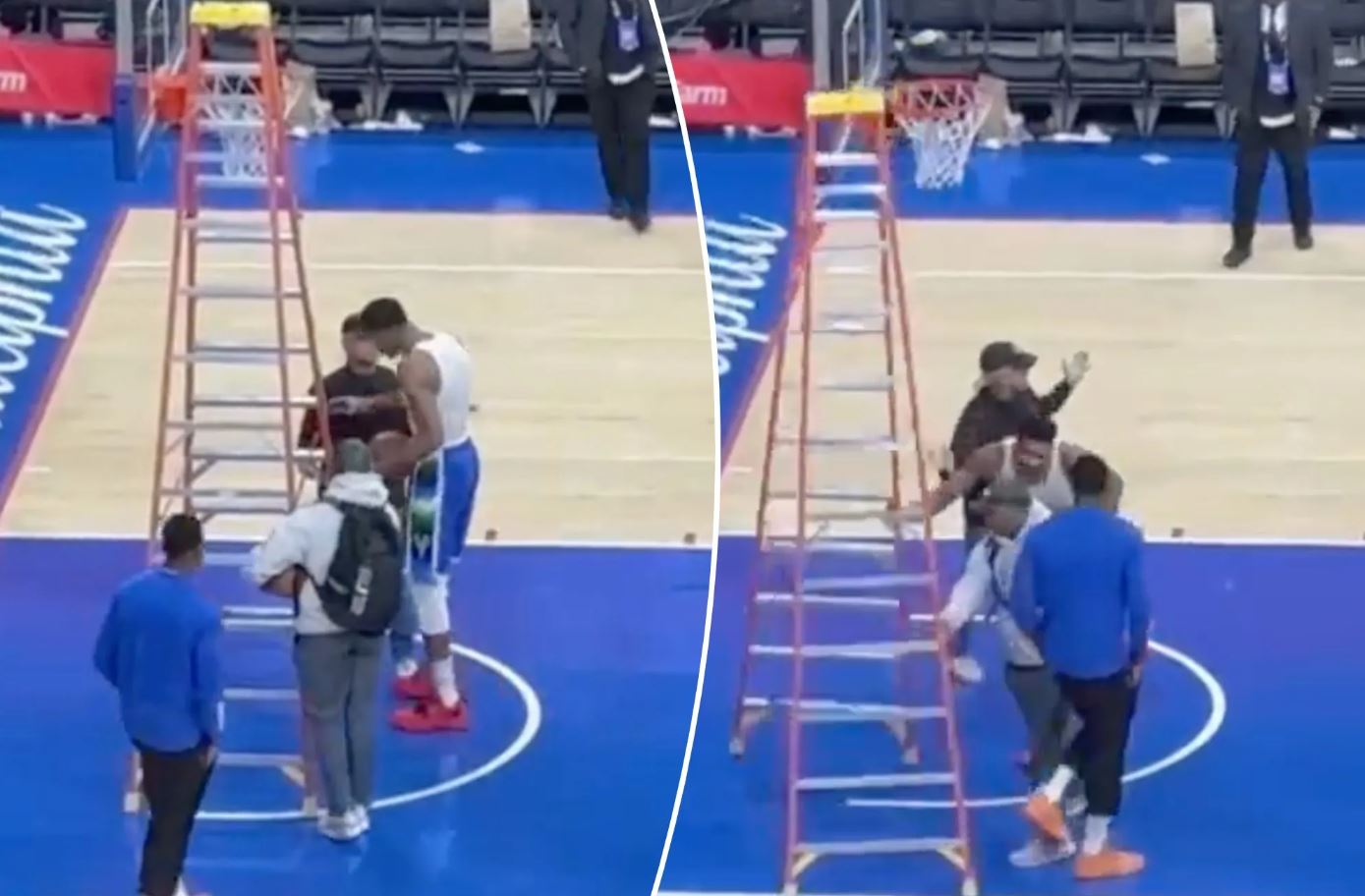 Γιάννης Αντετοκούνμπο: Το ξέσπασμα του Greek Freak – Σπρώχνει σκάλα μακριά από τους εργάτες