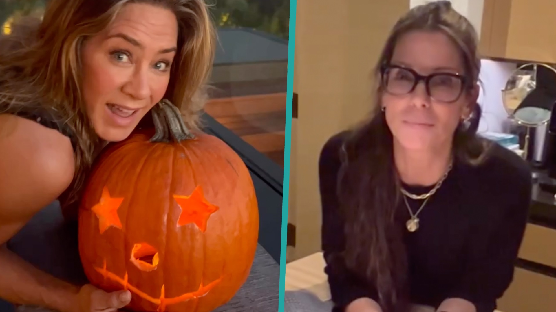 H Jennifer Aniston έφτιαξε την κολοκύθα του Halloween μαζί με την Sandra Bullock