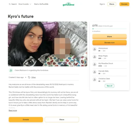 η σελίδα gofundme