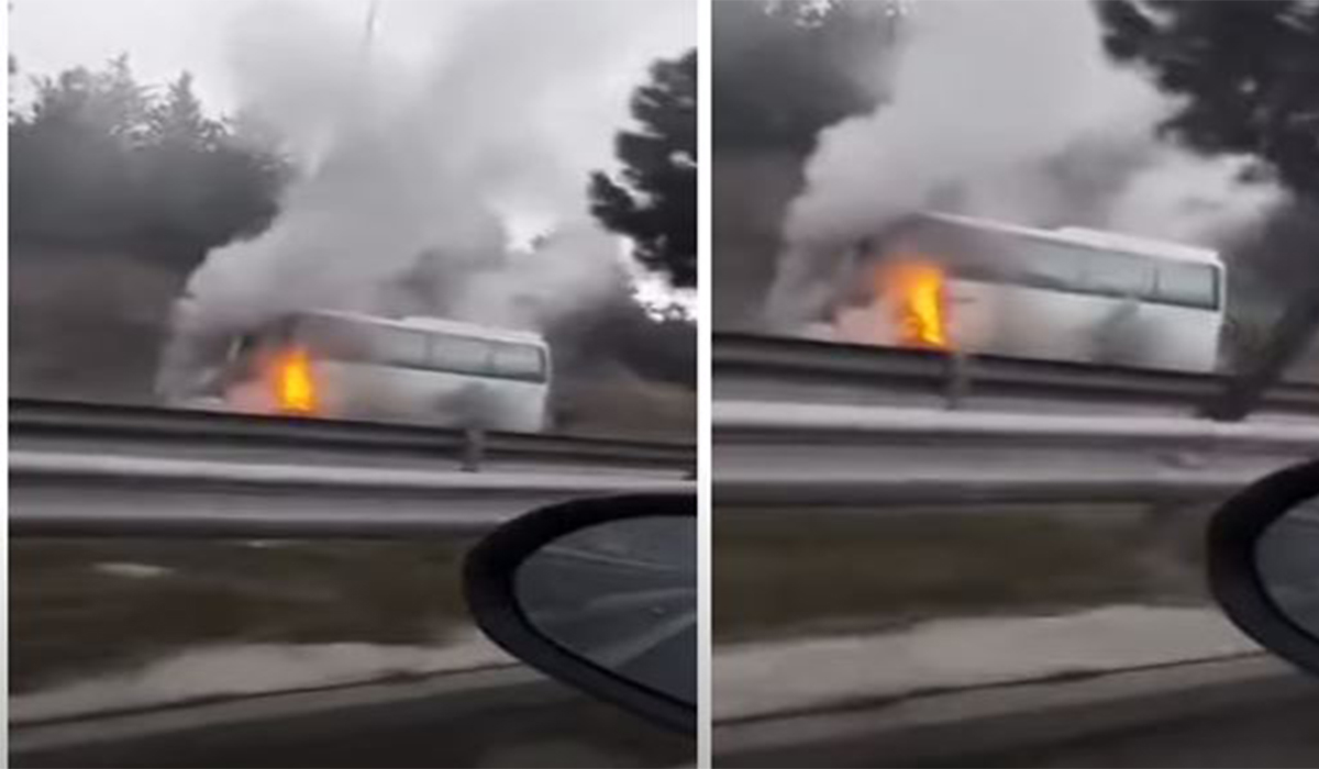 Φωτιά σε σχολικό λεωφορείο στη Θεσσαλονίκη