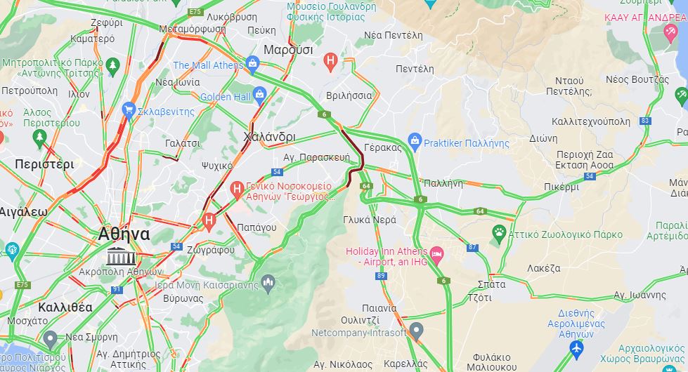 κίνηση- χάρτης της Αττικής