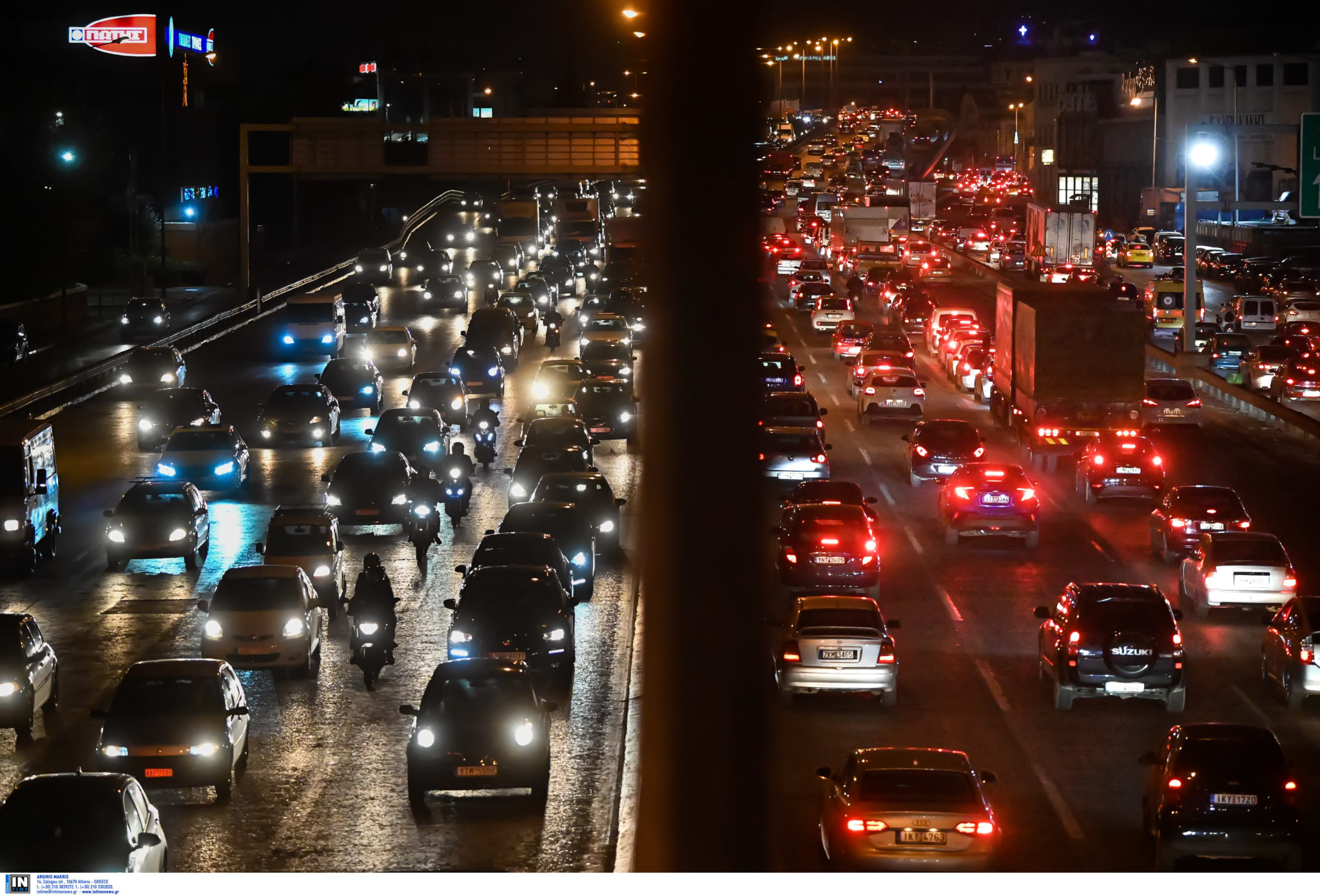 Κίνηση στους δρόμους Μποτιλιάρισμα Βράδυ