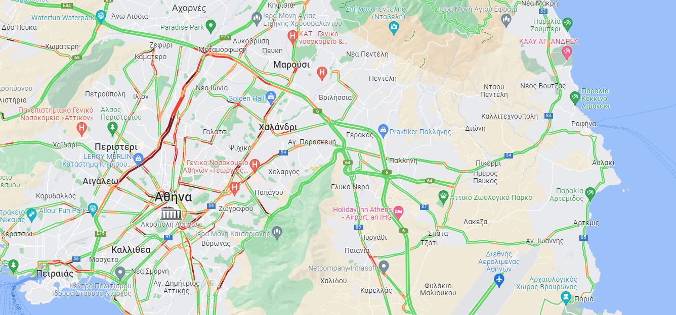 Αυξημένη κίνηση στην Αττική