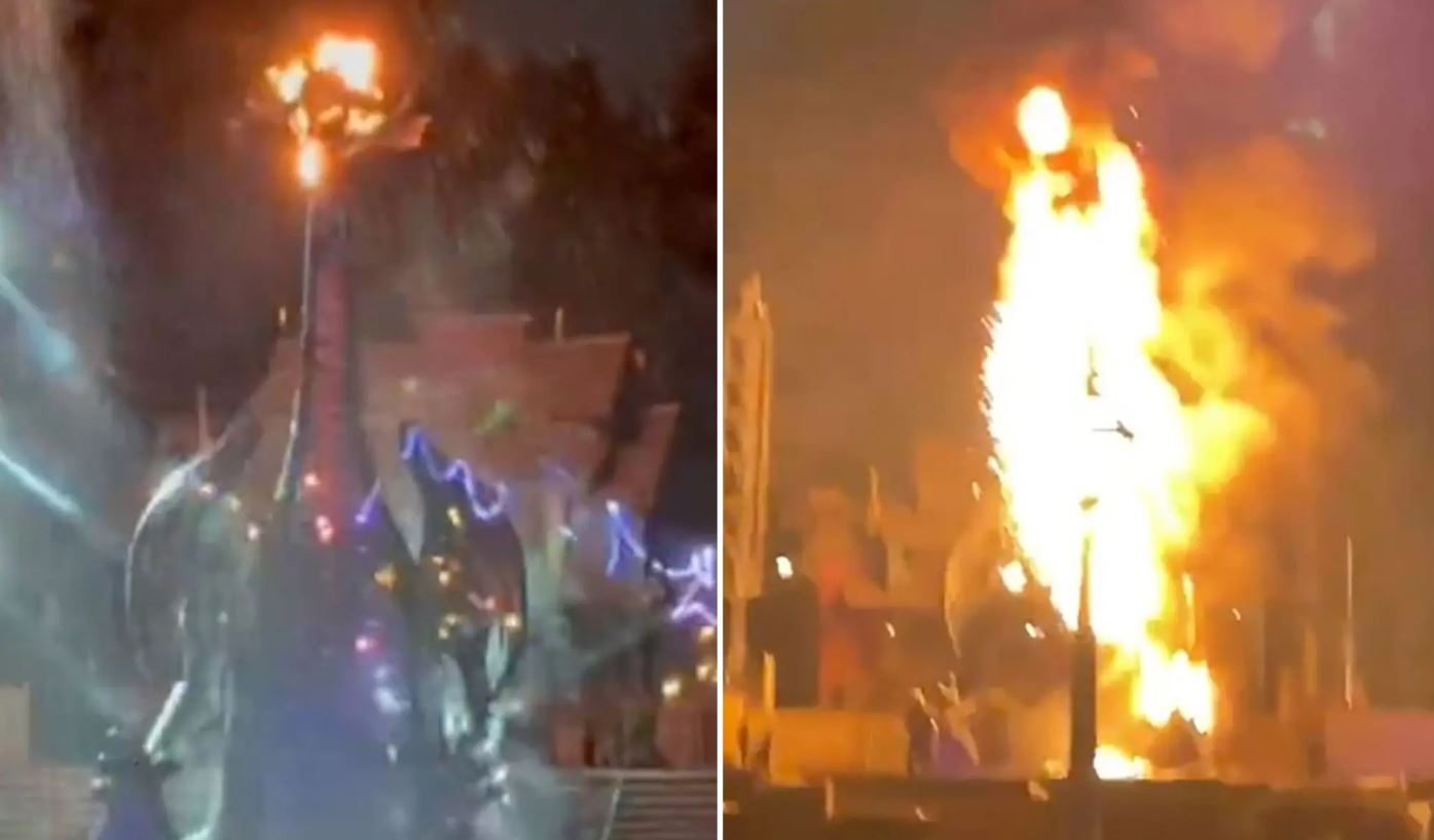 Ο γιγάντιος δράκος της Disneyland παίρνει φωτιά κατά τη διάρκεια σόου