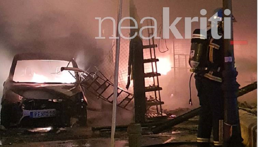 Ρέθυμνο: Μεγάλη φωτιά σε σούπερ μάρκετ