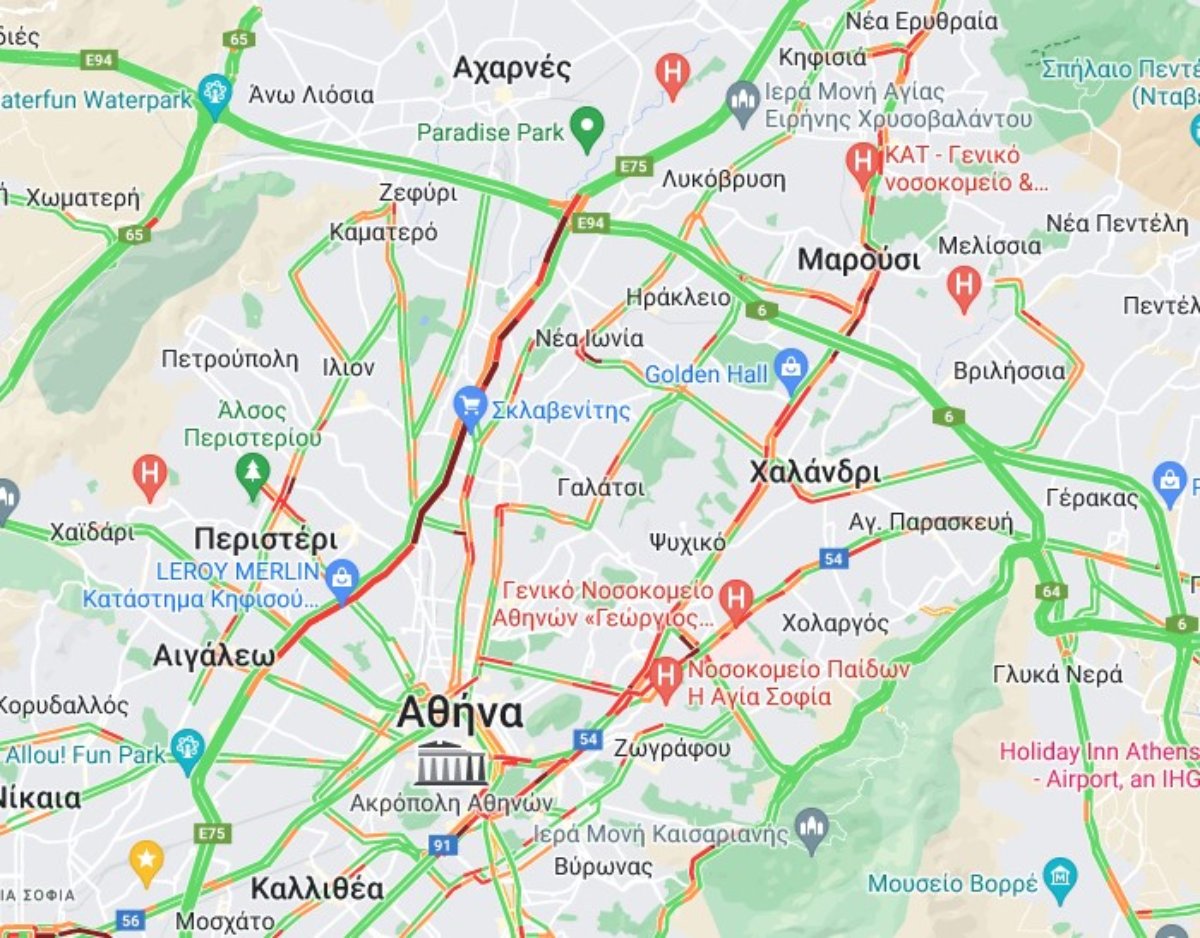 Στο «κόκκινο» οι δρόμοι της Αθήνας – Δείτε LIVE πού έχει κίνηση