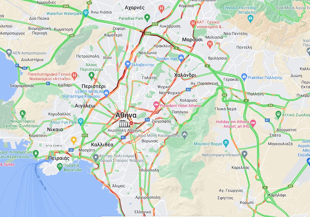 Κυκλοφοριακό «έμφραγμα» στους δρόμους της Αθήνας – Δείτε LIVE πού έχει κίνηση