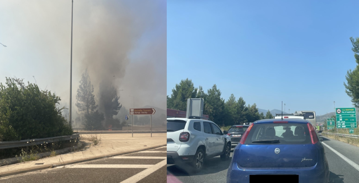 φωτιά Εθνική Οδός Λάρισα