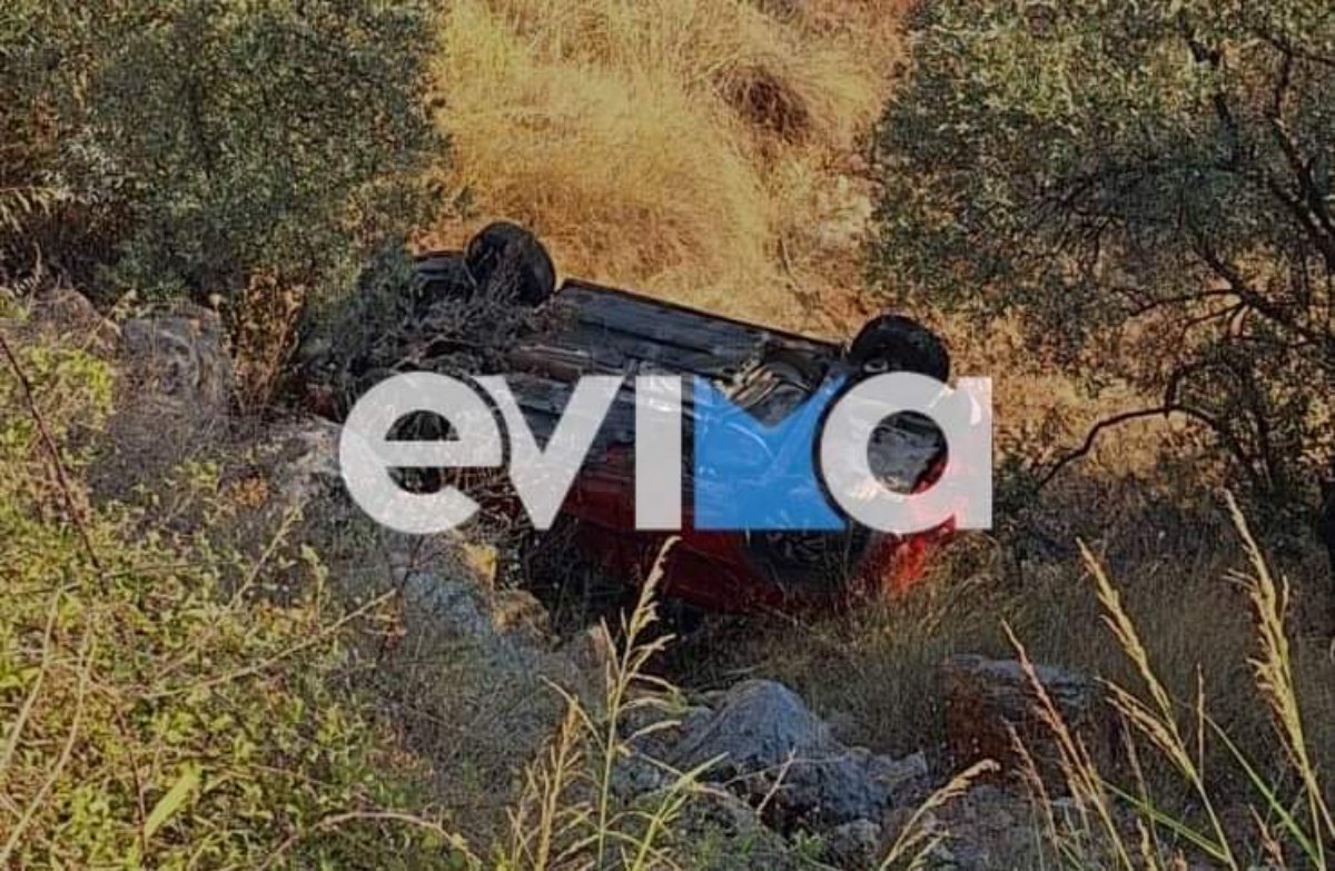 Τροχαίο στην Εύβοια: Αυτοκίνητο ανατράπηκε και βρέθηκε στα χωράφια – ΦΩΤΟ