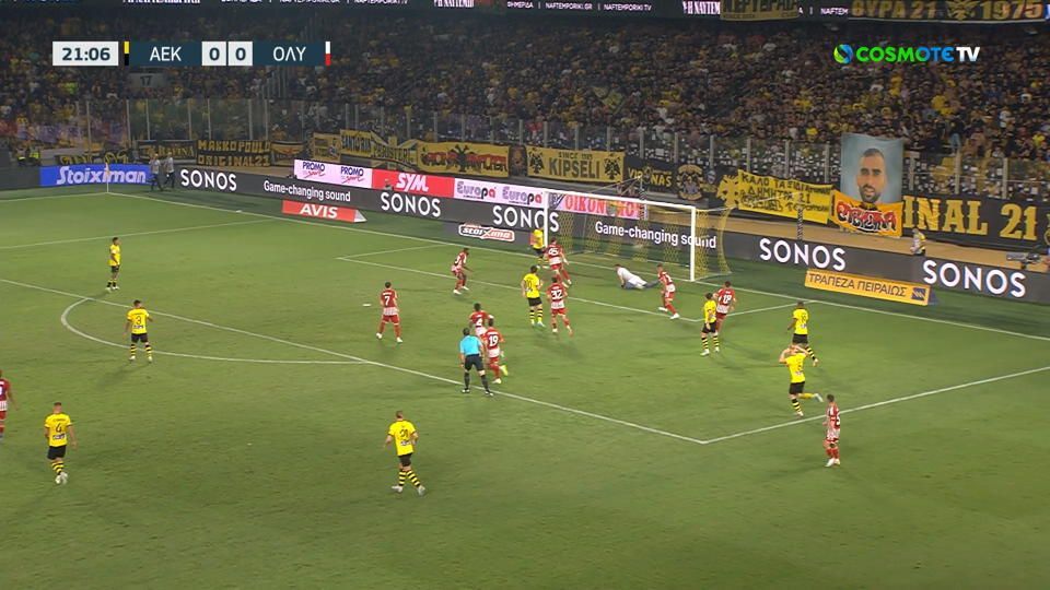 Live ΑΕΚ – Ολυμπιακός 1-0: Δείτε το γκολ του Πόνσε