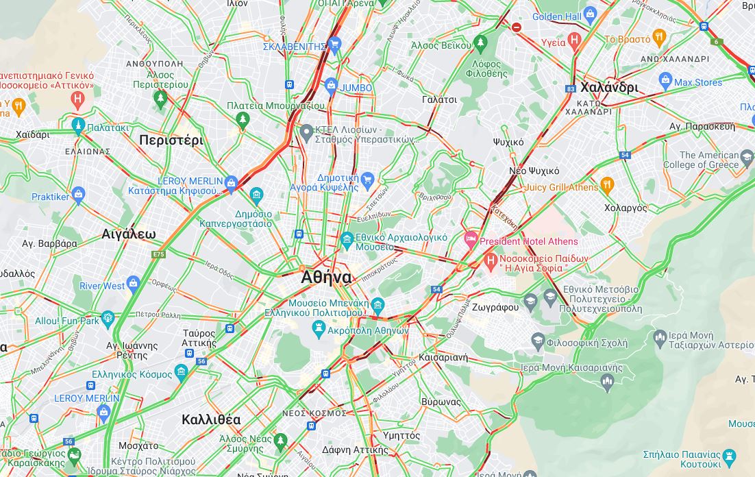 Κίνηση για γερά νεύρα σήμερα – 18 κεντρικές αρτηρίες στο «κόκκινο»