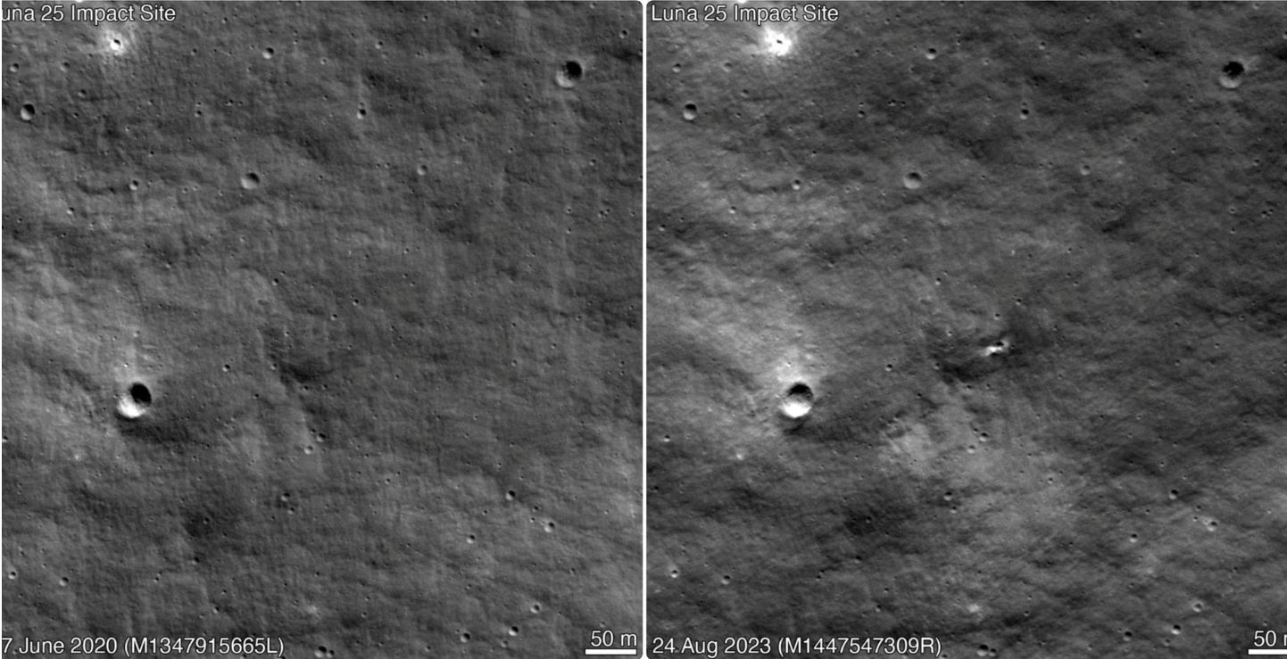 NASA: Δημοσίευσε φωτογραφίες του κρατήρα από την συντριβή του ρωσικού Luna-25 στο φεγγάρι