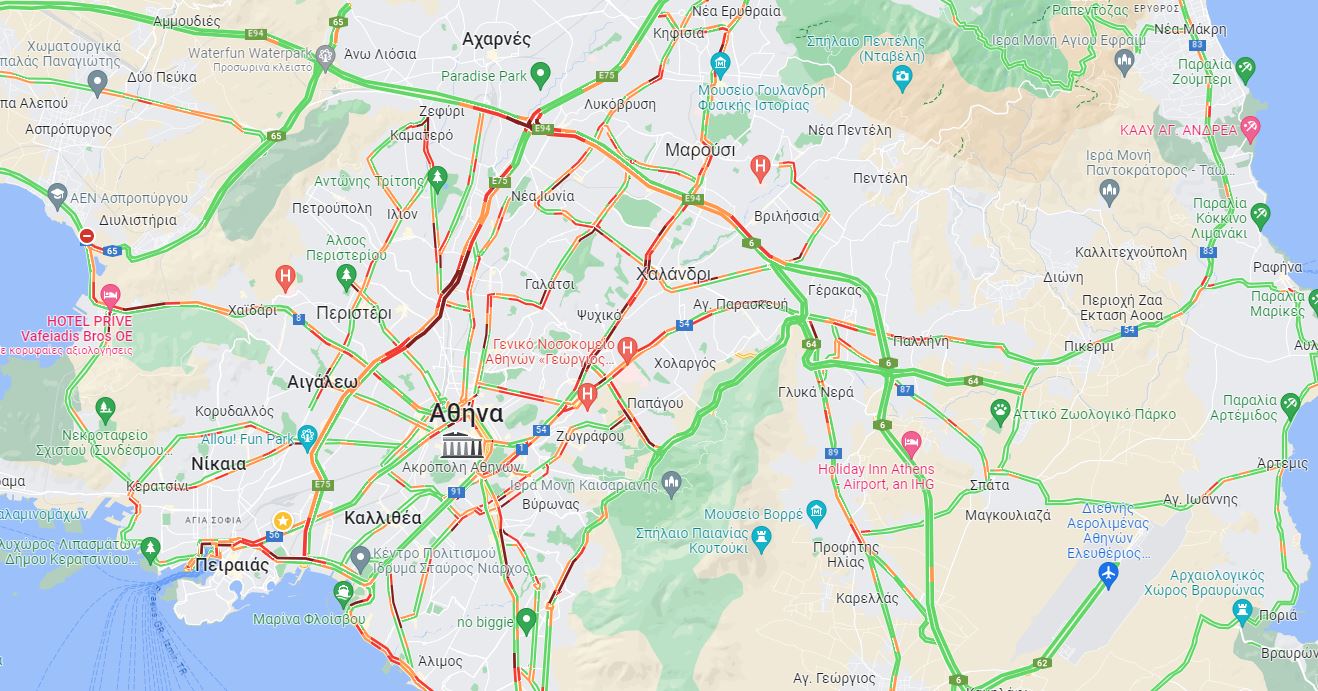 Κίνηση παντού: Απέραντο «πάρκινγκ» ο Κηφισός – Οι δρόμοι με τα μεγαλύτερα προβλήματα