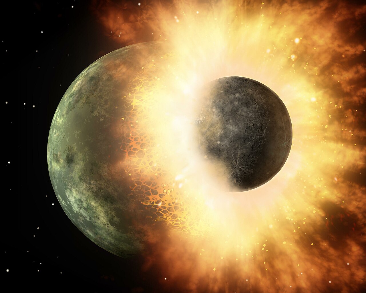 Giant collisions with moon-sized objects explain the presence of gold and platinum in the Earth’s mantle