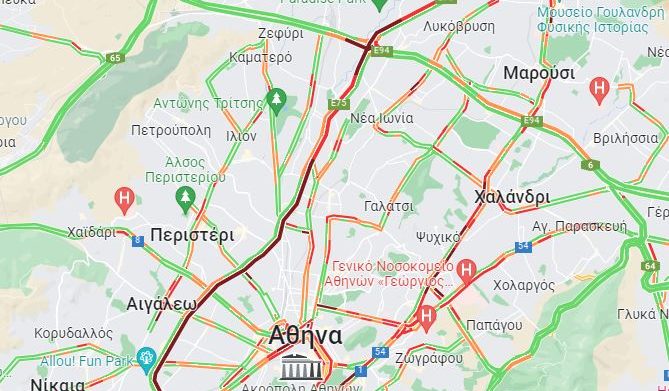 Στο «κόκκινο» ο Κηφισός: Μποτιλιάρισμα στο ρεύμα ανόδου – Δείτε LIVE την κίνηση στους δρόμους