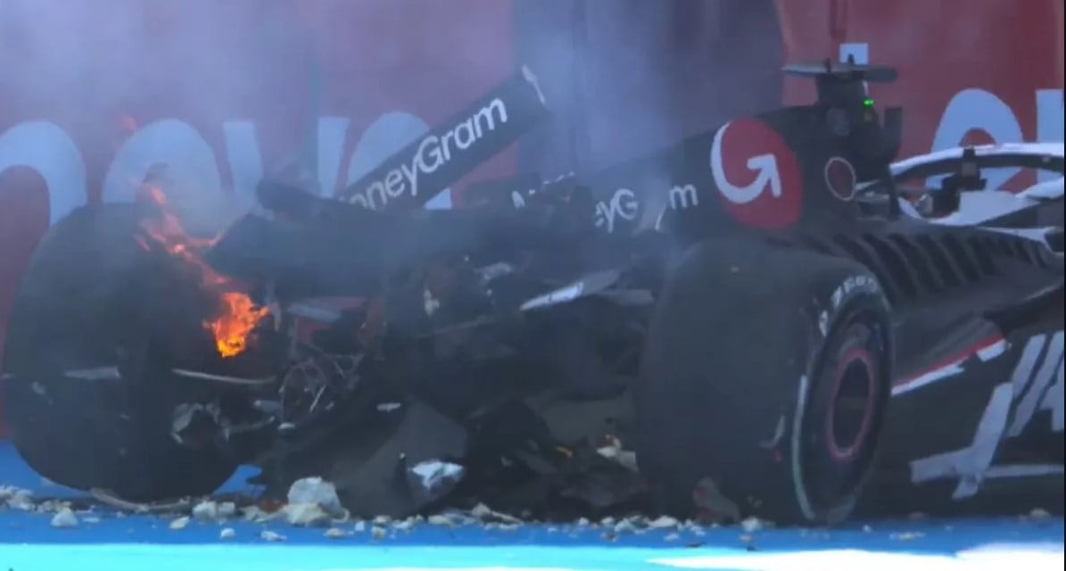 Διακόπηκε προσωρινά το Grand Prix στο Μεξικό – Το μονοθέσιό του Μάγκνουσεν τυλίχθηκε στις φλόγες – BINTEO