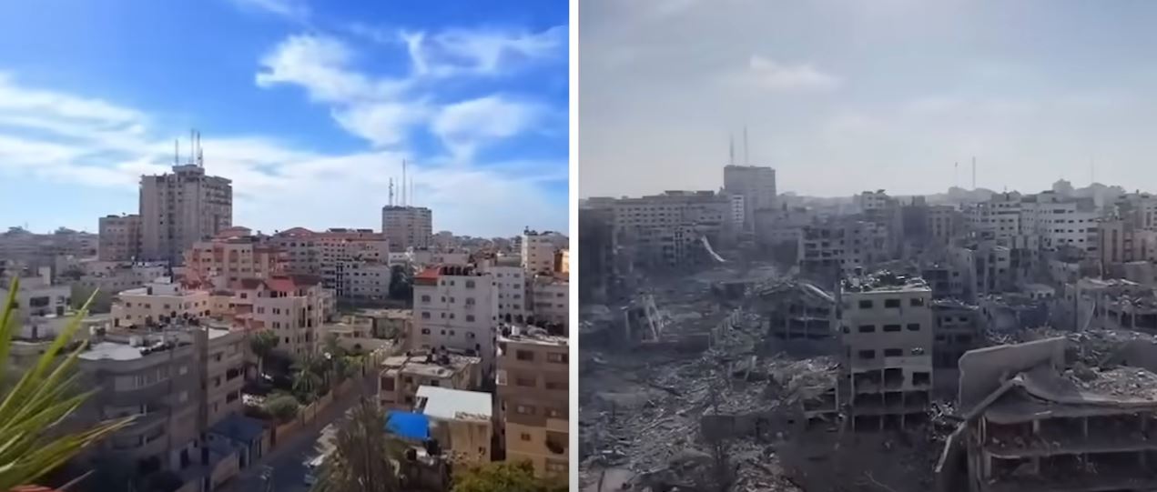 Η Γάζα πριν και μετά τον πόλεμο: Συγκλονιστικό βίντεο αποτυπώνει την απόλυτη καταστροφή