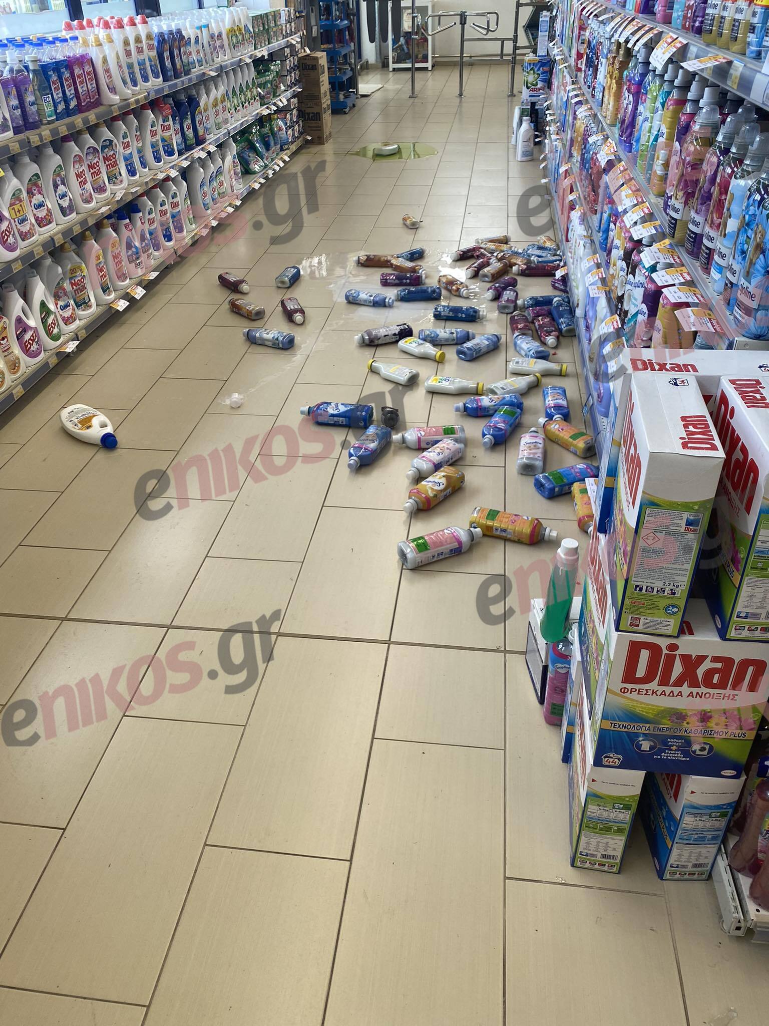 σούπερ μάρκετ σεισμός Μαντούδι  Σεισμός στην Εύβοια: Έπεσαν προϊόντα από τα ράφια σούπερ μάρκετ στο Μαντούδι – Έκλεισαν τα σχολεία mantoudi seismos3