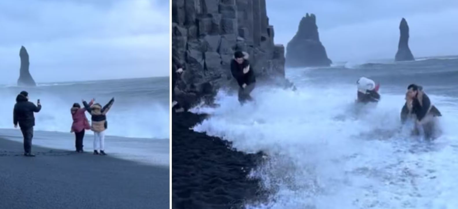 Βίντεο: Τουρίστες παραλίγο να παρασυρθούν στη θάλασσα ενώ προσπαθούν να βγάλουν φωτογραφία στην πιο επικίνδυνη παραλία της Ισλανδίας
