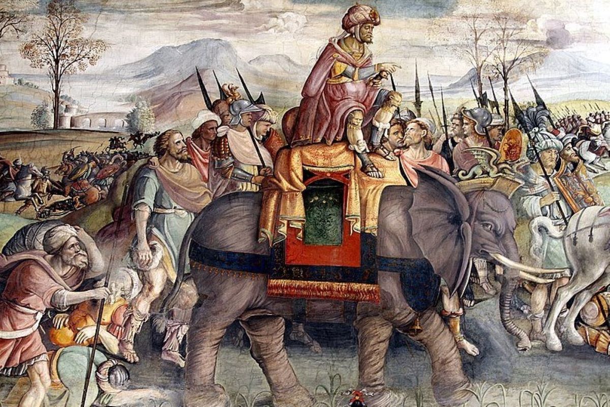 Έρχο με τον Αννίβα πάνω σε έναν ελέφαντα κατά την διάρκεια της μάχης