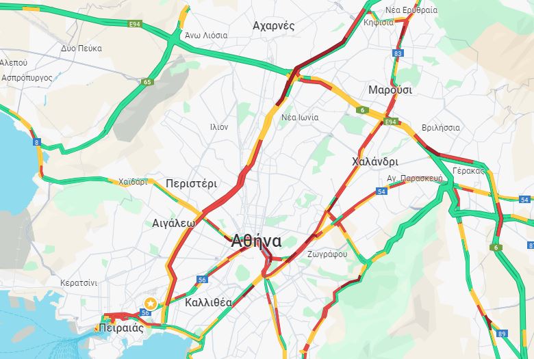 Κίνηση Live: Kυκλοφοριακό «έμφραγμα» στον Κηφισό και στο κέντρο της Αθήνας – Καθυστερήσεις και στην Αττική Οδό