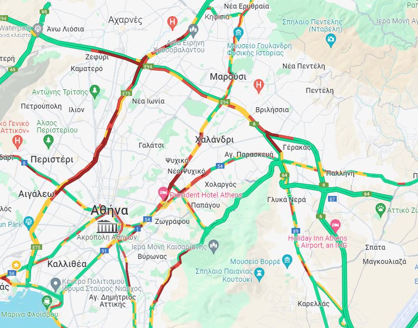 Κίνηση: Δευτέρα με μποτιλιάρισμα σε 20 δρόμους – Καθυστερήσεις και στην Αττική Οδό