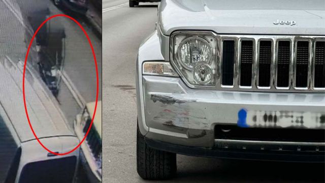 Λαμία: Τζιπ έκανε αναστροφή και συγκρούστηκε με μηχανάκι διανομέα – Καρέ καρέ το τροχαίο