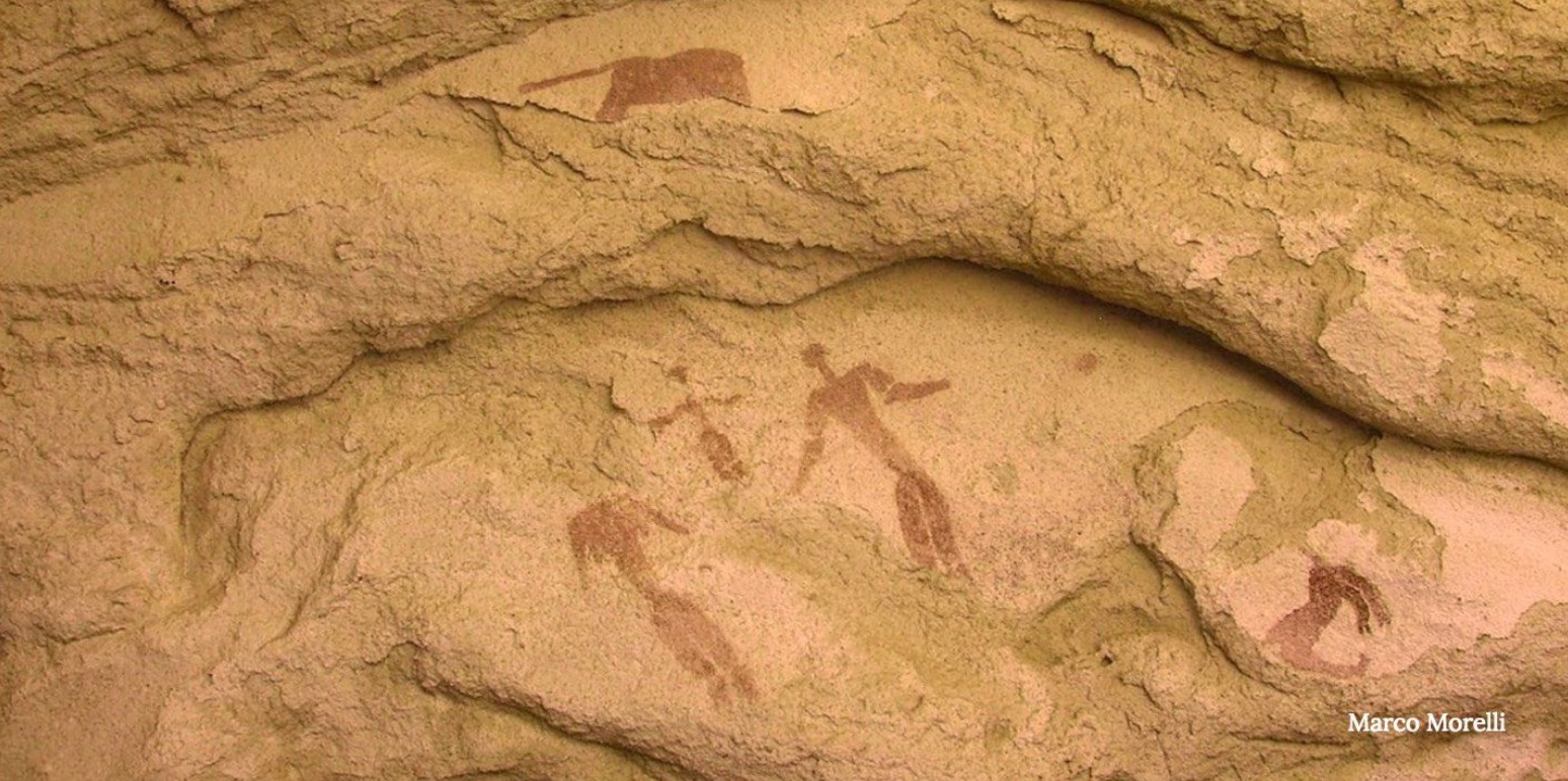 The wall painting, made of reddish-brown ochre,