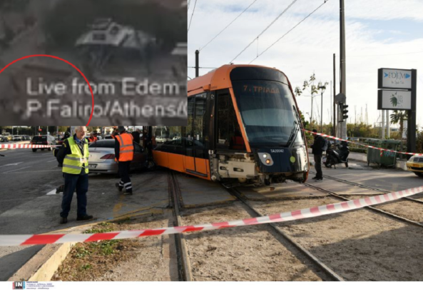 Παλαιό Φάληρο: Βίντεο ντοκουμέντο από τη σύγκρουση του αυτοκινήτου με τραμ