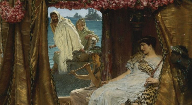 Η συνάντηση του Μάρκου Αντώνιου με την Κλεοπάτρα. Έργο του Lawrence Alma-Tadema.