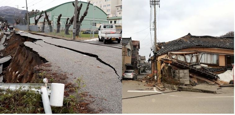 Σεισμός στην Ιαπωνία: Εικόνες καταστροφής από το ισχυρό «χτύπημα» του Εγκέλαδου – Δεκάδες μετασεισμοί, εκκενώσεις
