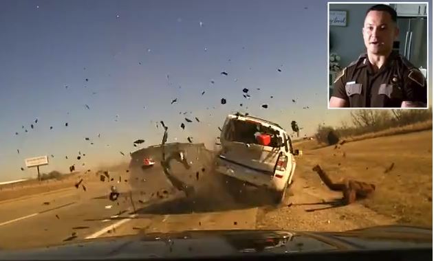 Βίντεο: Τροχαίο κατά τη διάρκεια ελέγχου – Στον αέρα εκτοξεύτηκε ο αστυνομικός