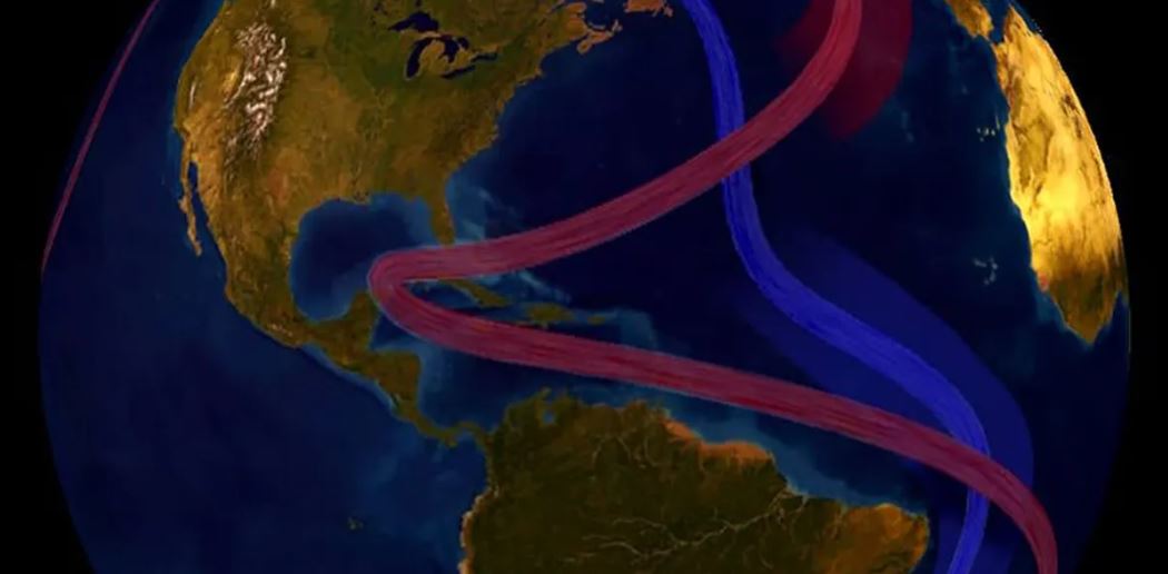 Το μεσημβρινό σύστημα ωκεάνιων ρευμάτων (AMOC) είναι μέρος αυτού του πολύπλοκου συστήματος παγκόσμιων ωκεάνιων ρευμάτων. Με βάση αυτό, το κρύο νερό της θάλασσας ρέει στον βυθό, ενώ το θερμό κυκλοφορεί στην επιφάνεια, επηρεάζοντας και το κλίμα των παράκτιων περιοχών.