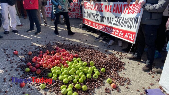 Θεσσαλονίκη: Πορεία αγροτών με πανό και συνθήματα –  Άδειασαν κλούβες με χαλασμένα προϊόντα