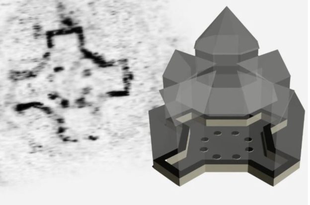 Αποτύπωση της δομής,, σύμφωνα με την έρευνα της Υπηρεσία διατήρησης μνημείων.