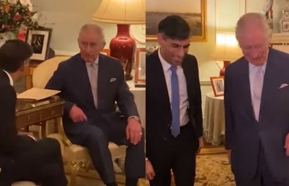 Ο βασιλιάς Κάρολος κατά την συνάντηση με τον πρωθυπουργό της Βρετανίας, Ρίσι Σούνακ στο Παλάτι του Μπάκιγχαμ.