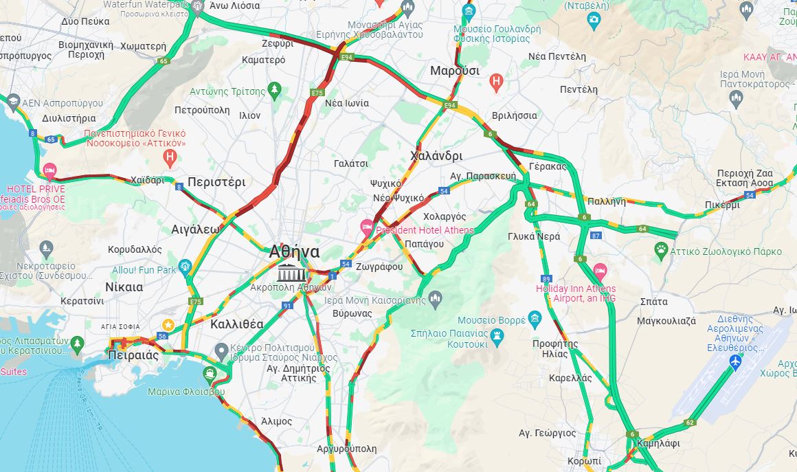 Κίνηση… για γερά νεύρα: Οι 14 δρόμοι της ταλαιπωρίας – Δείτε LIVE ποιους πρέπει να αποφύγετε