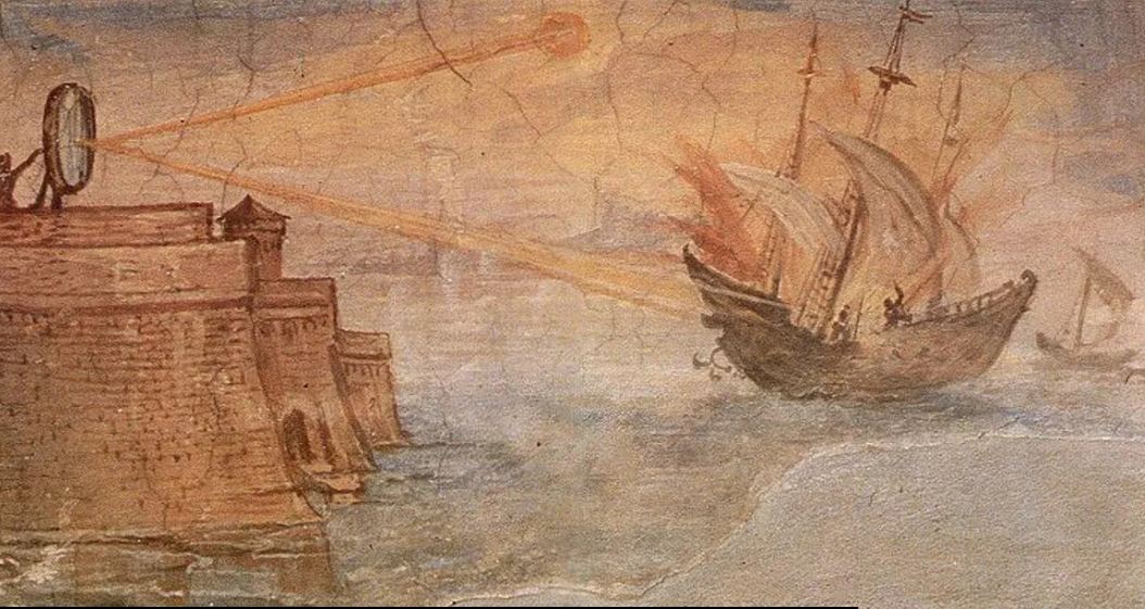 Η «ακτίνα θανάτου» υποτίθεται ότι χρησιμοποιήθηκε για την καταστροφή ρωμαϊκών πλοίων κατά τη διάρκεια της πολιορκίας των Συρακουσών.