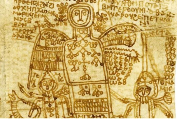 Τμήμα αιγυπτιακού παπύρου. Τέτοιες εικόνες χρησιμοποιούνταν για πολλούς τελετουργικούς σκοπούς, για παράδειγμα για να θεραπεύσουν ασθένειες, να διώξουν κακούς δαίμονες ή για να καταραστούν άλλους ανθρώπους.