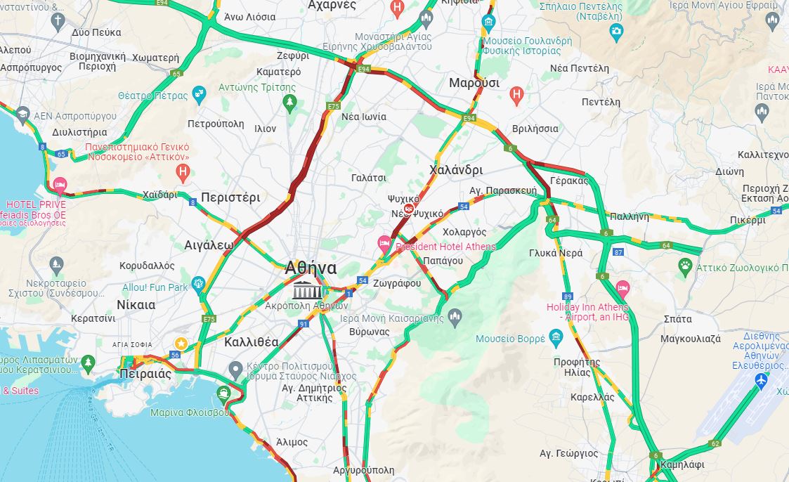 Η κίνηση καλά κρατεί: Μποτιλιάρισμα σε Κηφισό και Αθηνών – Λαμίας – Δείτε LIVE ποιοι δρόμοι είναι μπλοκαρισμένοι