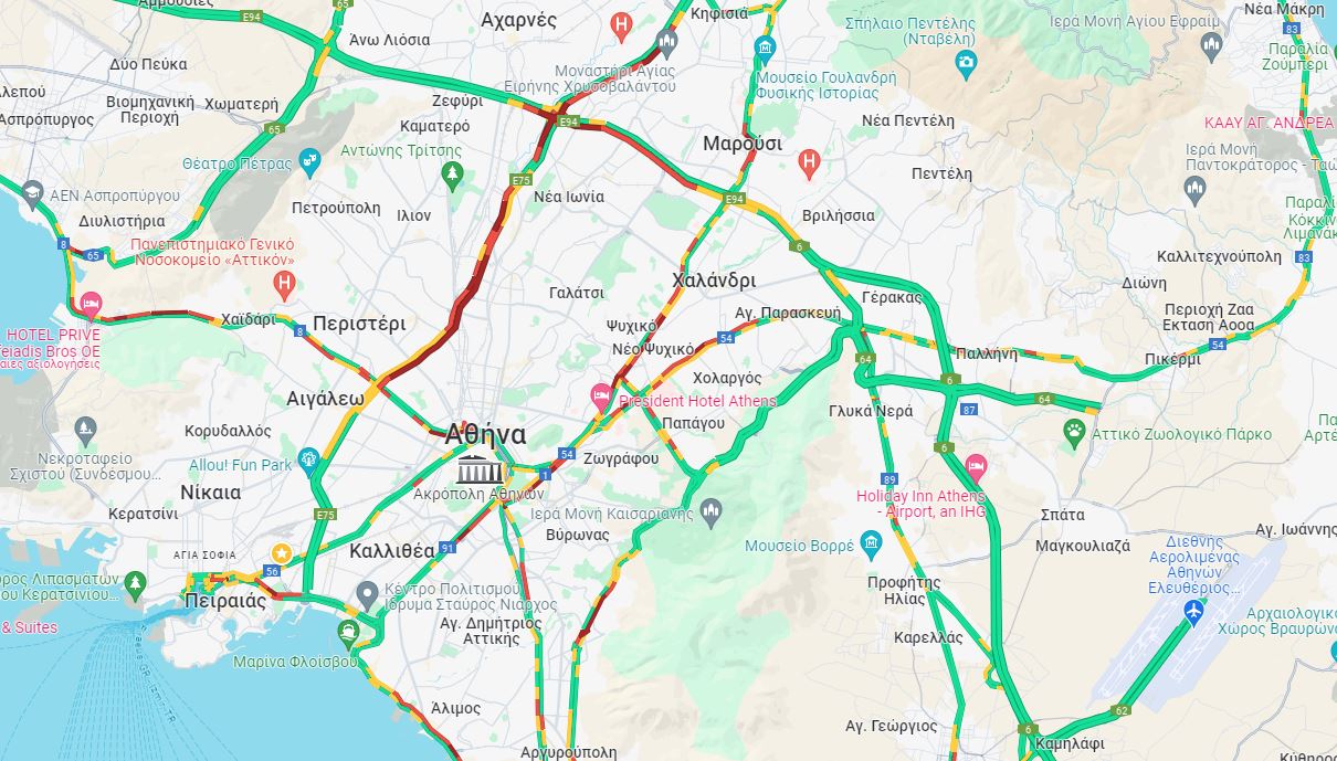 Δευτέρα με την κίνηση «στο κόκκινο»: Μποτιλιάρισμα σε Κηφισό και Αγία Παρασκευή – Δείτε LIVE πού υπάρχουν προβλήματα