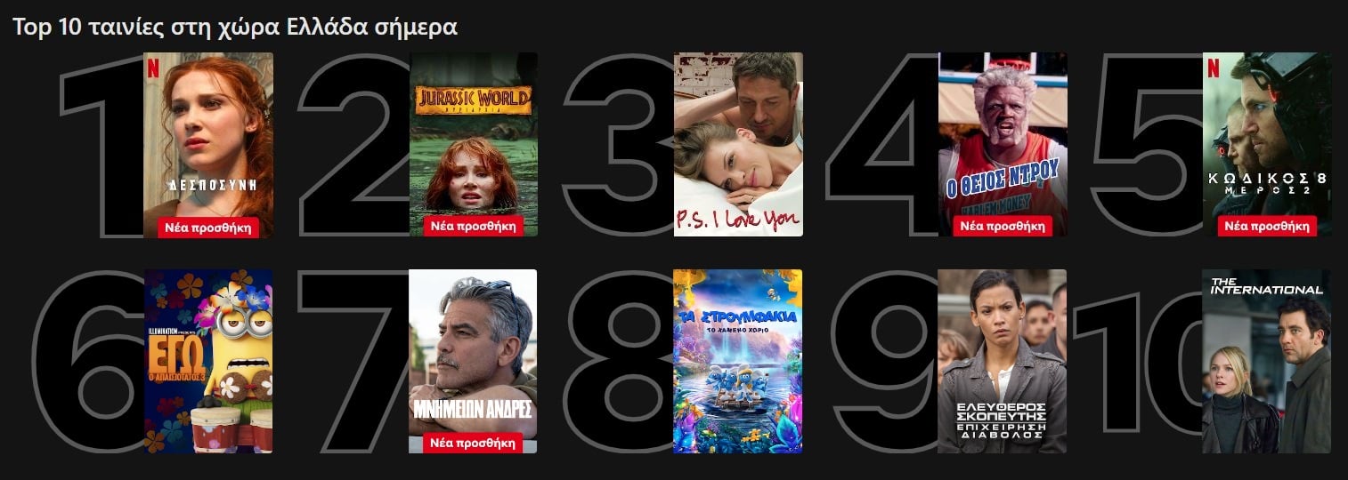 Netflix Top 10 ταινίες 14/3/2024